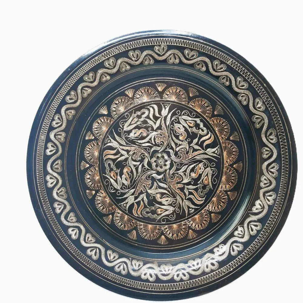 Turkish Enamel On Copper Wall Hanging Plate 12